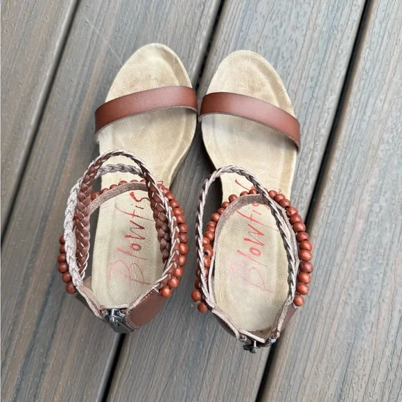 Blowfish Women's Tan and Brown Beaded Wedges - Picture 4 of 5